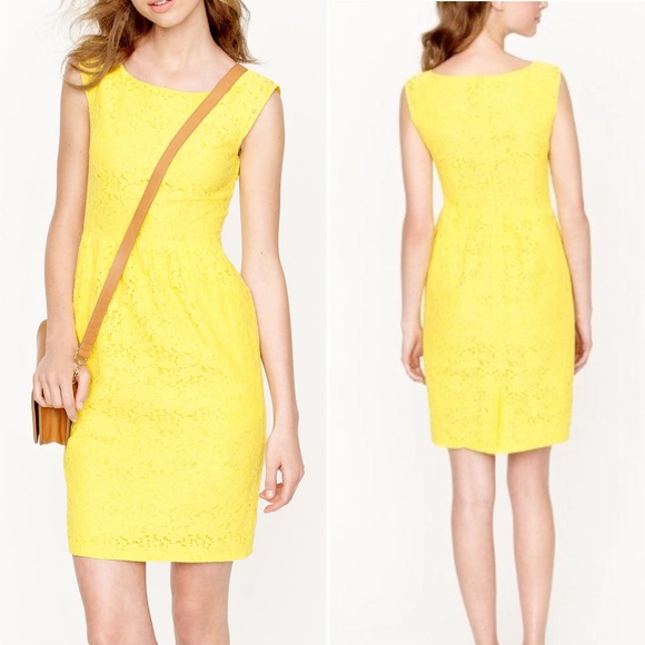 J. Crew Dresses & Skirts - J. Crew Lucille Yellow Lace Slvless Sheath Dress 2